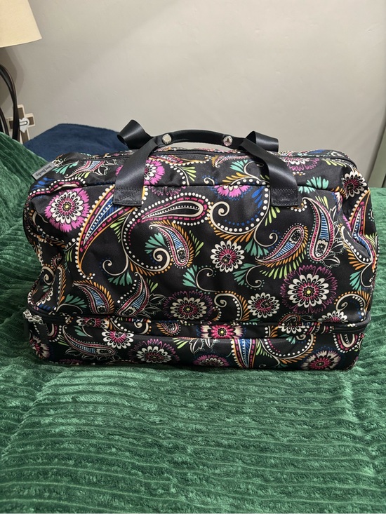 Vera Bradley Handbags - Vera Bradley Black Paisley Floral Travel Duffel with Pink & Teal Accents